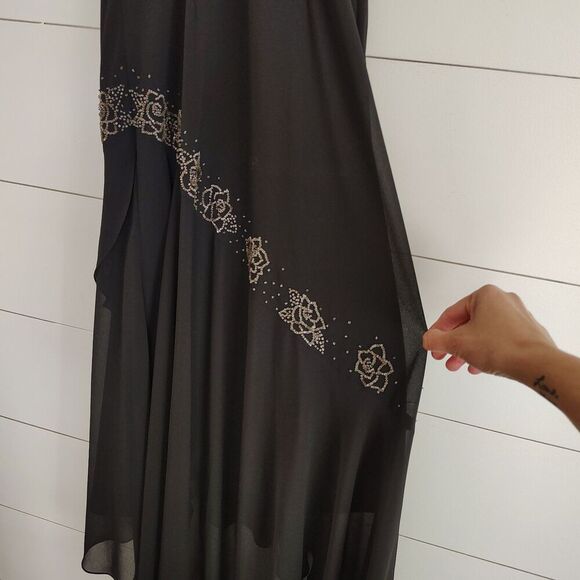 VTG Alex Evening's Y2K 90s Midi Dress Beaded Fairy Whimsigoth Asymmetrical Sz 10 - Picture 7 of 12